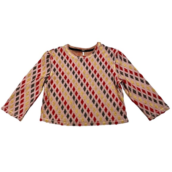 NWT Free People Magic Carpet Cropped‎ Top Multicolor Diamonds Women's Large - Picture 4 of 8